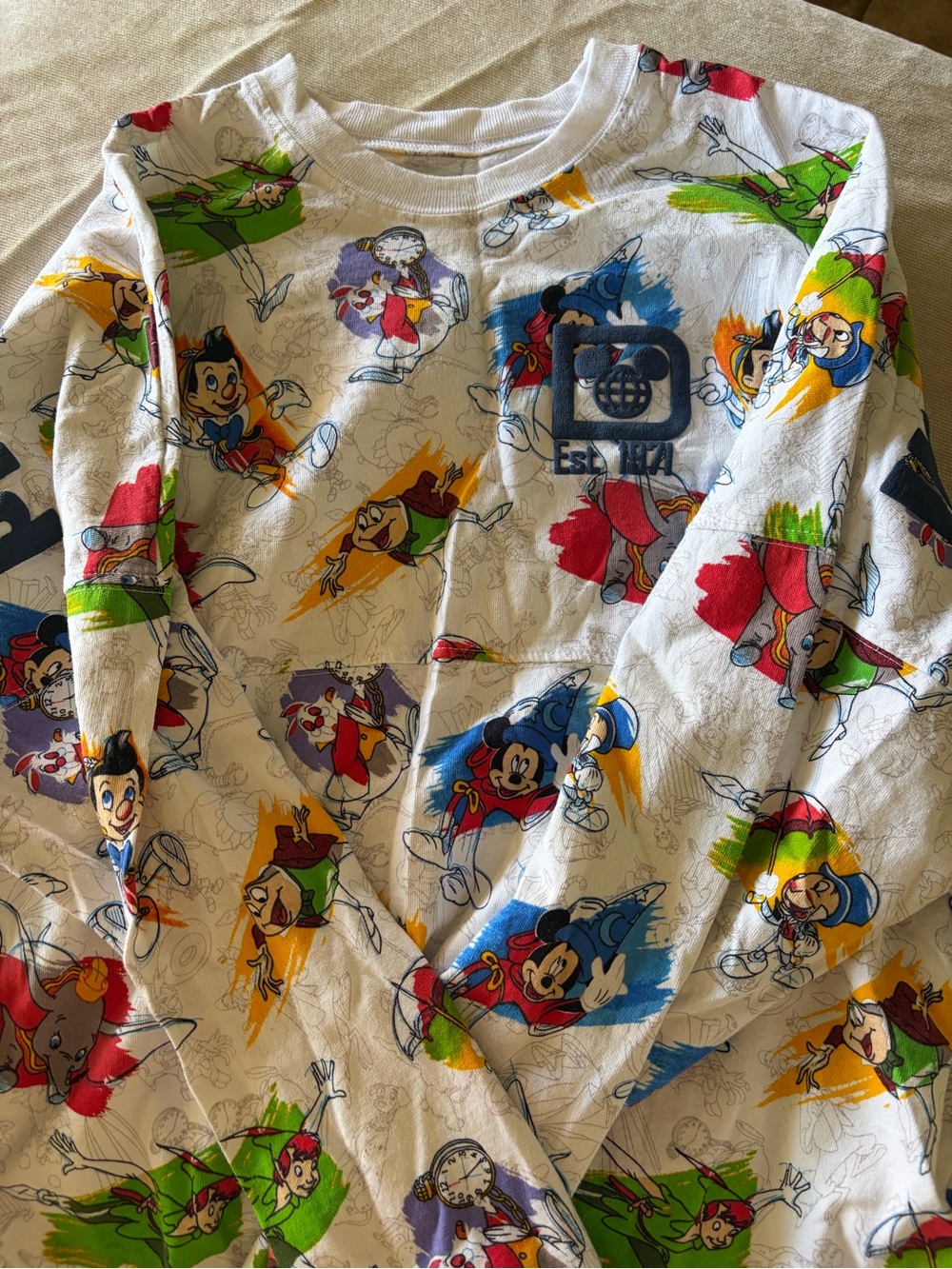 Disney White Long-Sleeve Tee with Multicolor Classic Characters